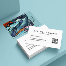 Modern Blue Watercolor Whale Business Card Visitkort