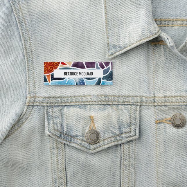 Modern Blue Watercolor Whale Coastal Namnbricka (På plats)