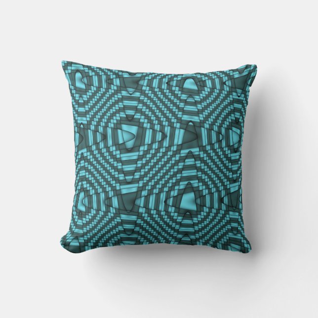 Modern Blue Weave Zig Zag Mönster Pillow Kudde (Framsida)