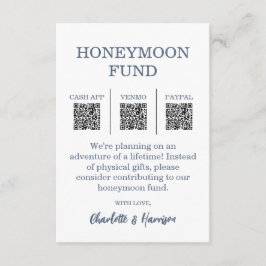 Modern Blue Wedding Honeymoon Fund Tilläggskort