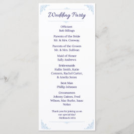 Modern Blue Wedding Program French Country