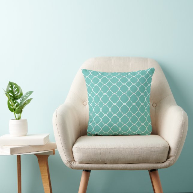 Modern Blue White Black Quatrefoil Kudde (Stol)