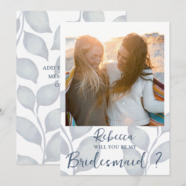 Modern Blue & White blir min bridesmaid (Fram/baksida)