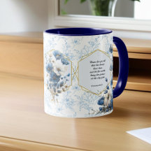Modern Blue White Blommigt Bible Verse