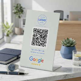 Modern Blue & White Business Review QR Code
