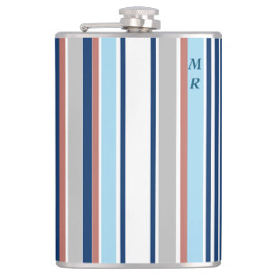 Modern Blue White Grått Red Rand Monogram Fickplunta