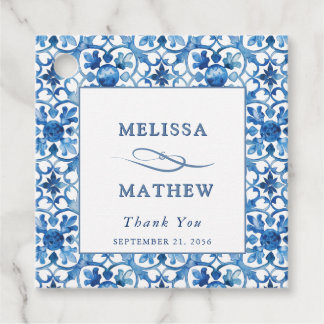 Modern Blue & White Mediterranean Bröllop Gåvor Etiketter