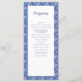 Modern Blue White Mediterranean Bröllop Program