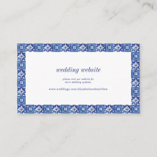 Modern Blue White Mediterranean Bröllop webbplats Tilläggskort