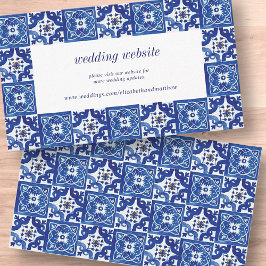 Modern Blue White Mediterranean Bröllop webbplats Tilläggskort