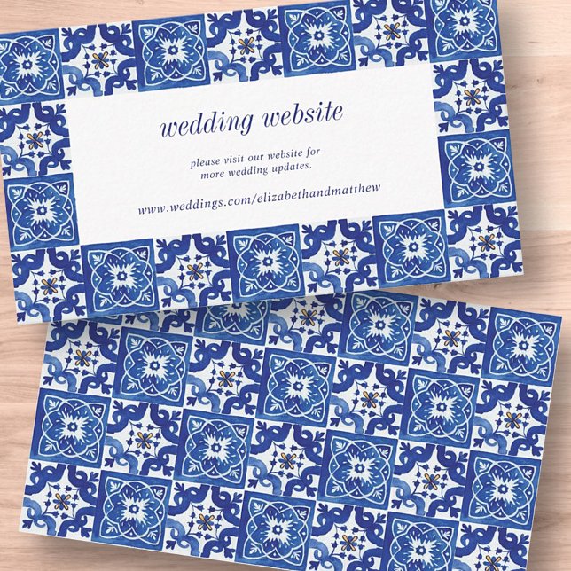 Modern Blue White Mediterranean Bröllop webbplats Tilläggskort (Skapare uppladdad)