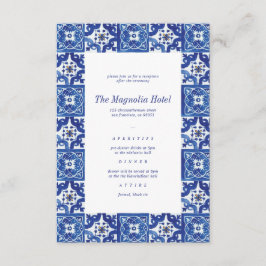 Modern Blue White Mediterranean bröllopReception Tilläggskort