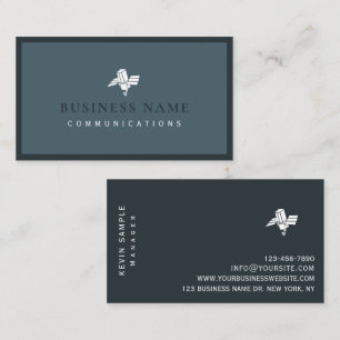 Modern Blue White Minimal Communications Company Visitkort