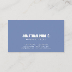 Modern Blue White Minimalistic Professionell Plain Visitkort