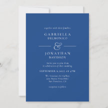 Modern Blue White Monogram Bröllop