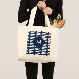 Modern Blue White Rand Monogram Jumbo Tygkasse