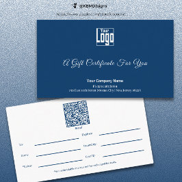 Modern Blue White Small Business Gift Certificate Lojalitetskort
