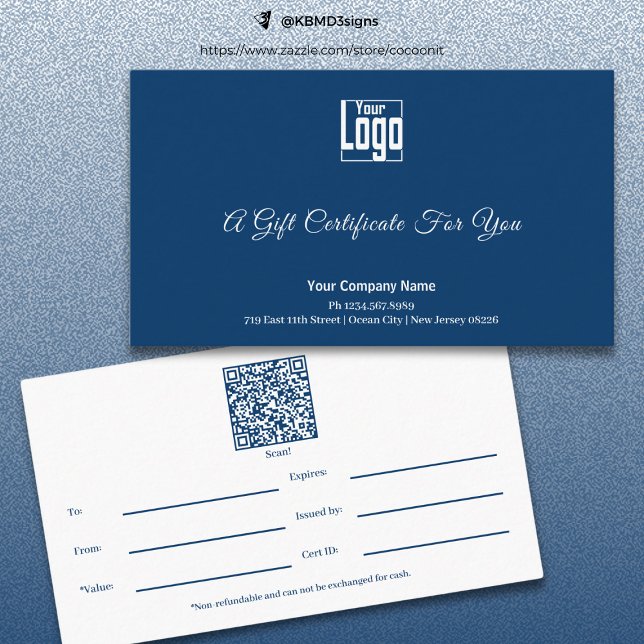 Modern Blue White Small Business Gift Certificate Lojalitetskort (Modern Blue White Small Business Gift Certificate)