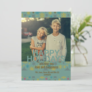 Modern Blue Winter Snowflake Mönster Inbjudningar