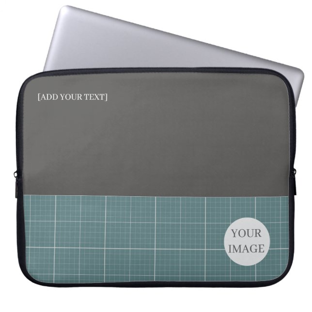 Modern Blueprint Geometric Grid Laptop Sleeve LS01 (Framsidan)