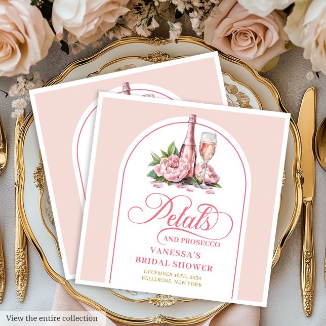 Modern Blush and Gold Petals and Prosecco Napkins Pappersservett (Modern Blush and Gold Petals and Prosecco Napkins)