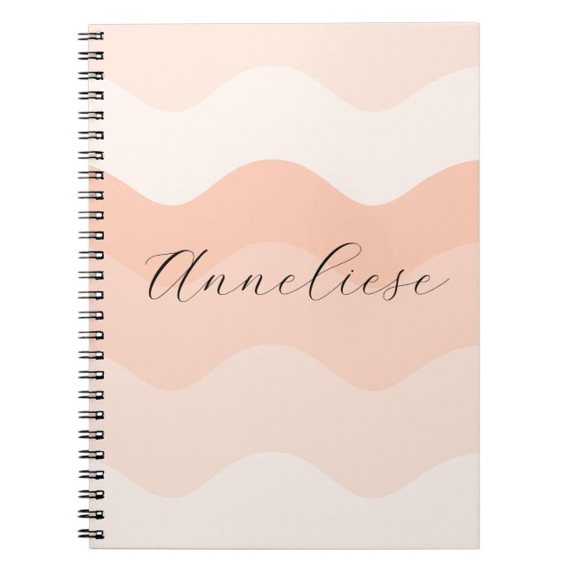 Modern Blush and Peach Waves Personalized Anteckningsbok (Framsidan)