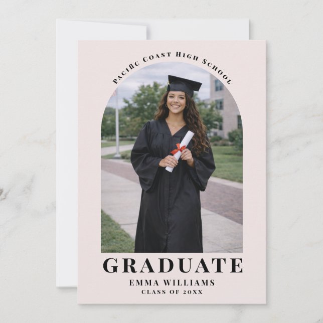 Modern Blush Arch Examenstillkännagivande Inbjudningar (Framsida)