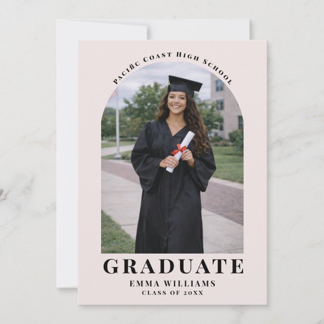 Modern Blush Arch Graduate Announcement Inbjudningar (Framsida)