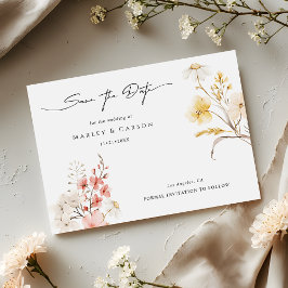 Modern Blush Blomster Vildblomma Vårbröllop Spara Datumet