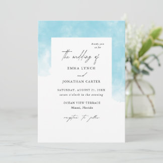 Modern Blush Blue Watercolor Wedding Invitation Inbjudningar