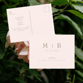 Modern Blush Bröllop Spara Datum Vykort
