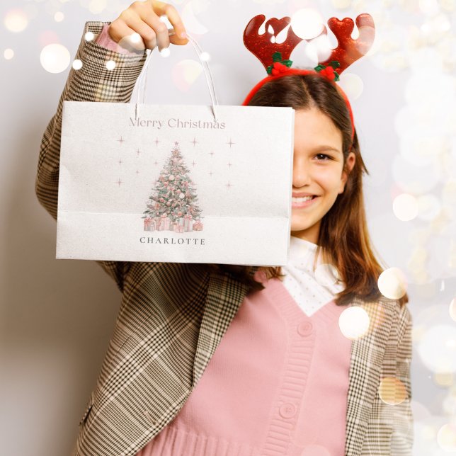 Modern Blush Christmas Tree Personalized Holiday  (Skapare uppladdad)