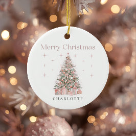 Modern Blush Christmas Tree – Personalized Holiday Julgransprydnad Keramik