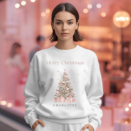 Modern Blush Christmas Tree – Personalized Holiday T Shirt