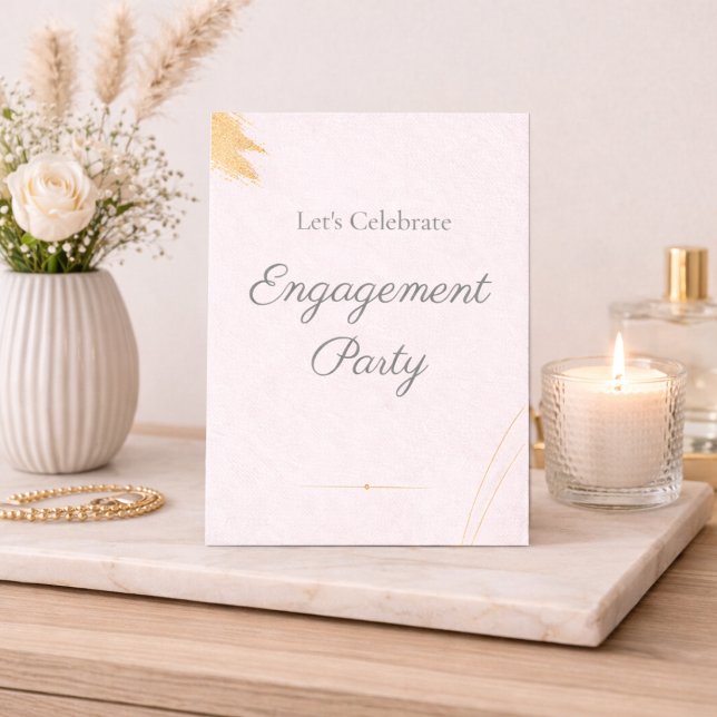 Modern Blush Engagement Party Invitation Inbjudningar (Modern blush tones with gold detail for a refined engagement party celebration)