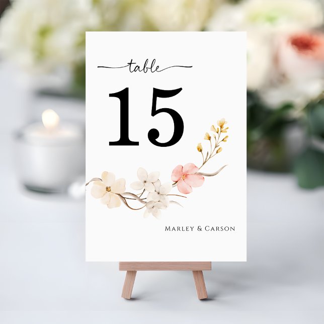 Modern Blush Floral Elegant Spring Wedding Bordsnummer (Skapare uppladdad)