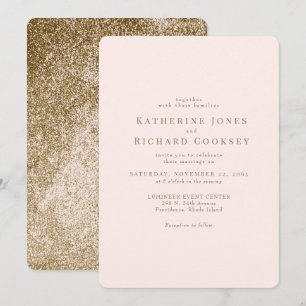 Modern Blush & Guld Rund Glam Bröllop Inbjudningar