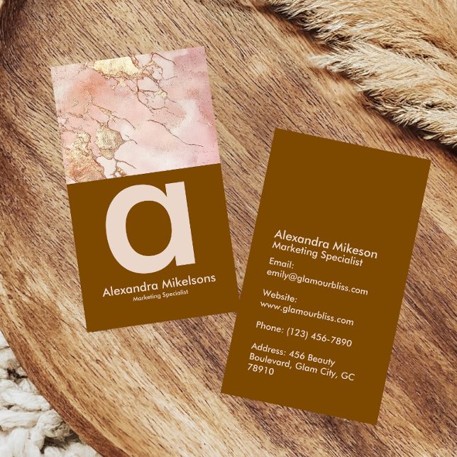 Modern Blush Marmor Lyx Varumärkesidentitet Visitkort (Skapare uppladdad)