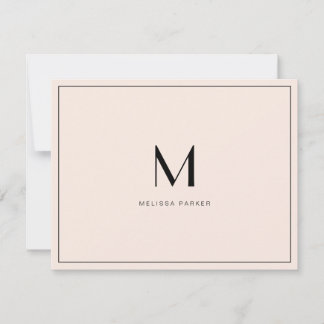 Modern Blush Minimalist monogram flat Tack Kort