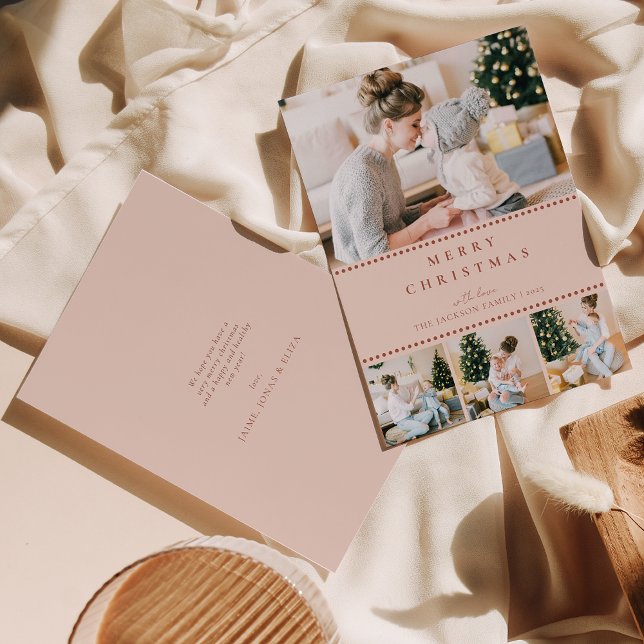 Modern Blush Multi Photo Christmas Julkort (Skapare uppladdad)