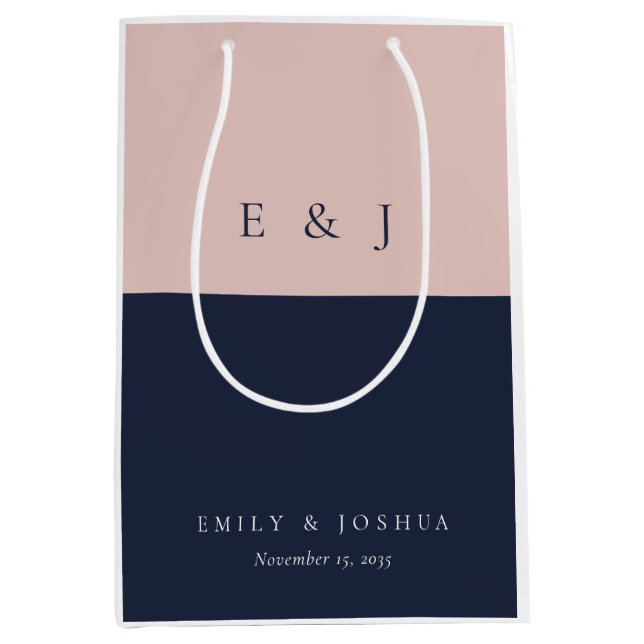 Modern Blush Navy Blue Bröllop (Framsidan)