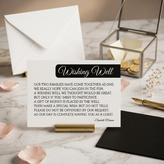 Modern Blush önskebrunn Minimalist Bröllopsfest Anteckningskort (Modern Blush Wishing Well Minimalist Bridal Shower Wedding Card)