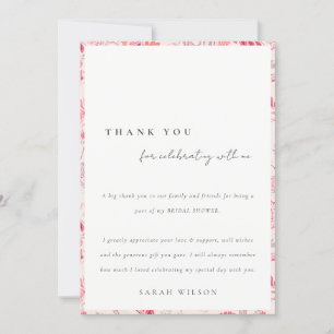 Modern Blush Paisley Typografi Bröllopsdusch Tack Kort