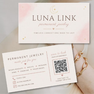 Modern Blush Permanent Jewelry Artist QR-kod Visitkort