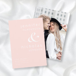 Modern Blush Pink Ampersand Photo Wedding Spara Datumet