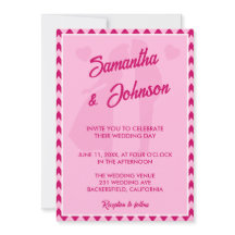 Modern Blush Pink Chevron Stripe QR Code Wedding