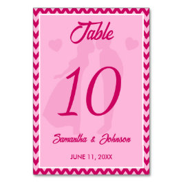Modern Blush Pink Chevron Stripe Wedding Bordsnummer
