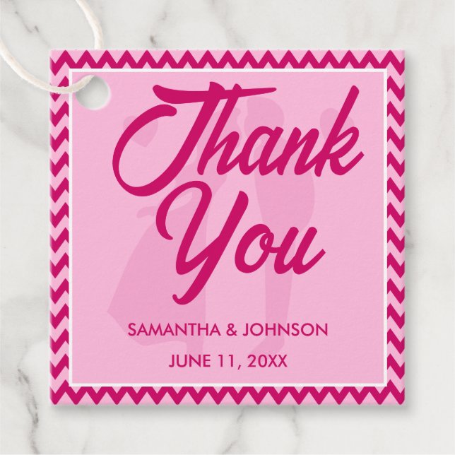Modern Blush Pink Chevron Stripe Wedding Gåvor Etiketter (Framsida)