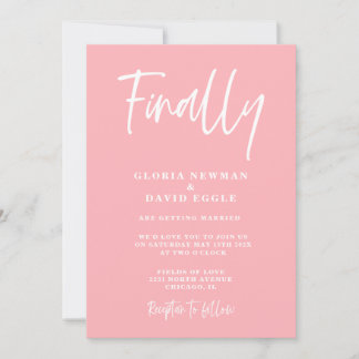 Modern Blush Pink Finally Wedding Invitation Inbjudningar