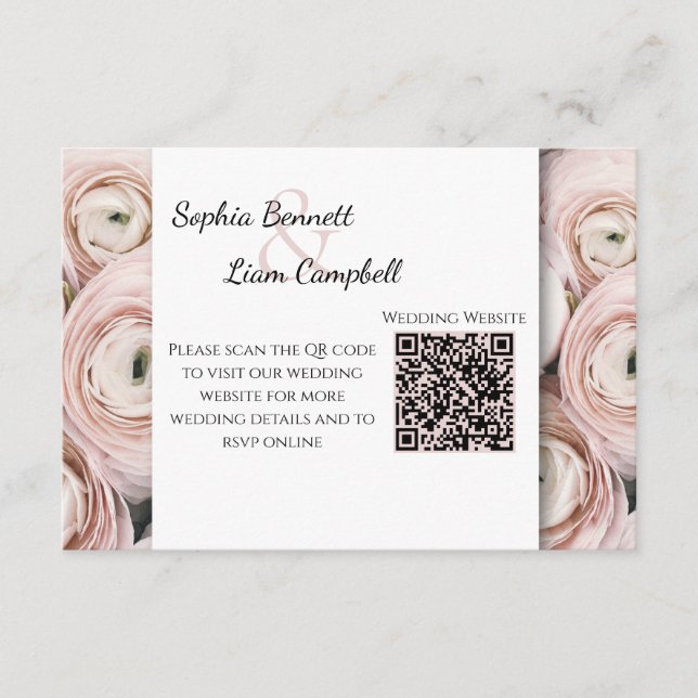 Modern Blush Pink flower elegant script  Tilläggskort (Framsida)